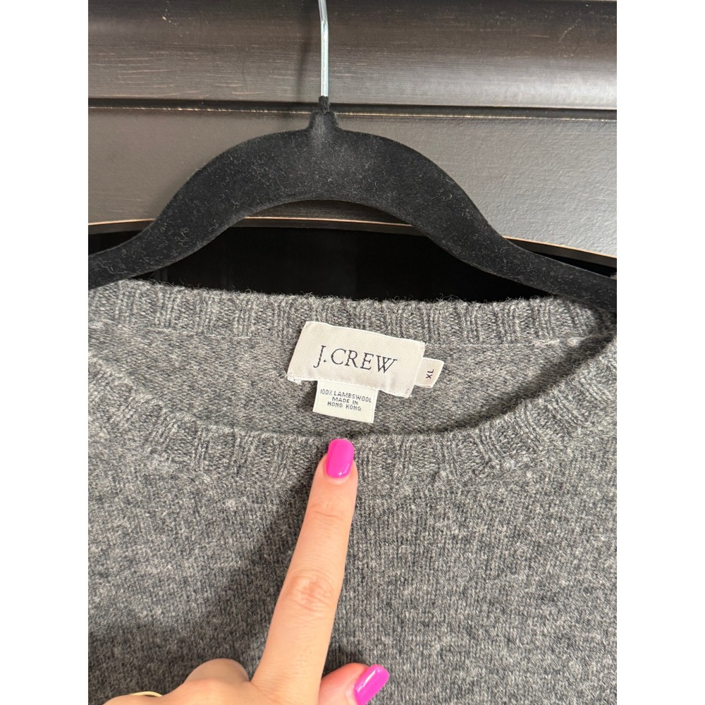J.Crew Lambswool Striped Crewneck Sweater XL Gray Wool 90s Y2L Preppy Collegiate - Picture 3 of 4